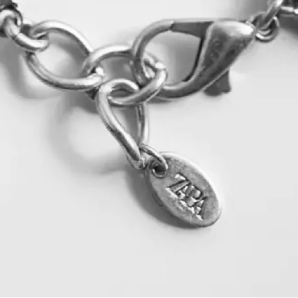 Zara Gold Charms Crystal Bar Circle Link Chain Necklace - Picture 9 of 14